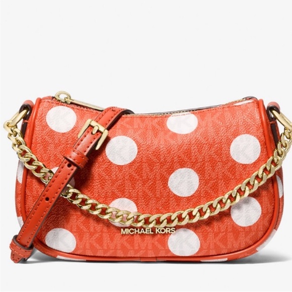 Michael Kors Carmela Small Polka Dot and Signature Logo Pochette NWT
